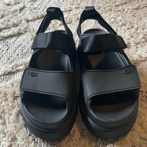 UGG Goldenglow Black Adjustable Strap Sandals
